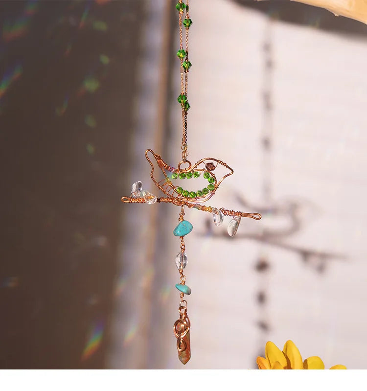 Handcrafted Crystal Wire Suncatcher — Celestial & Nature Prism Pendant