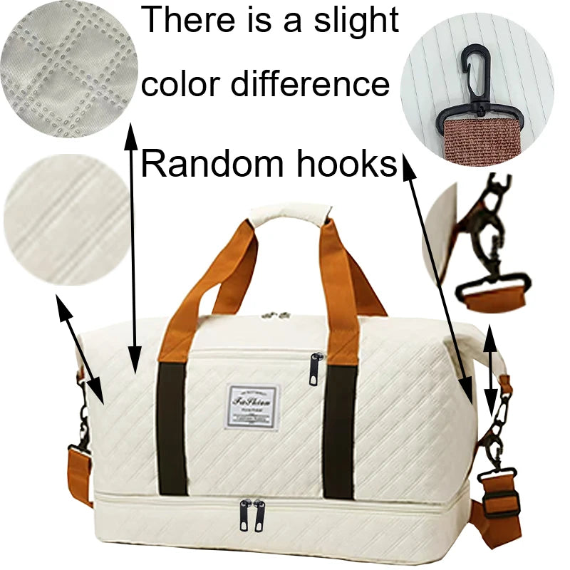 Quilted Travel Duffle Bag | 4 Colors | Wet & Dry Compartment