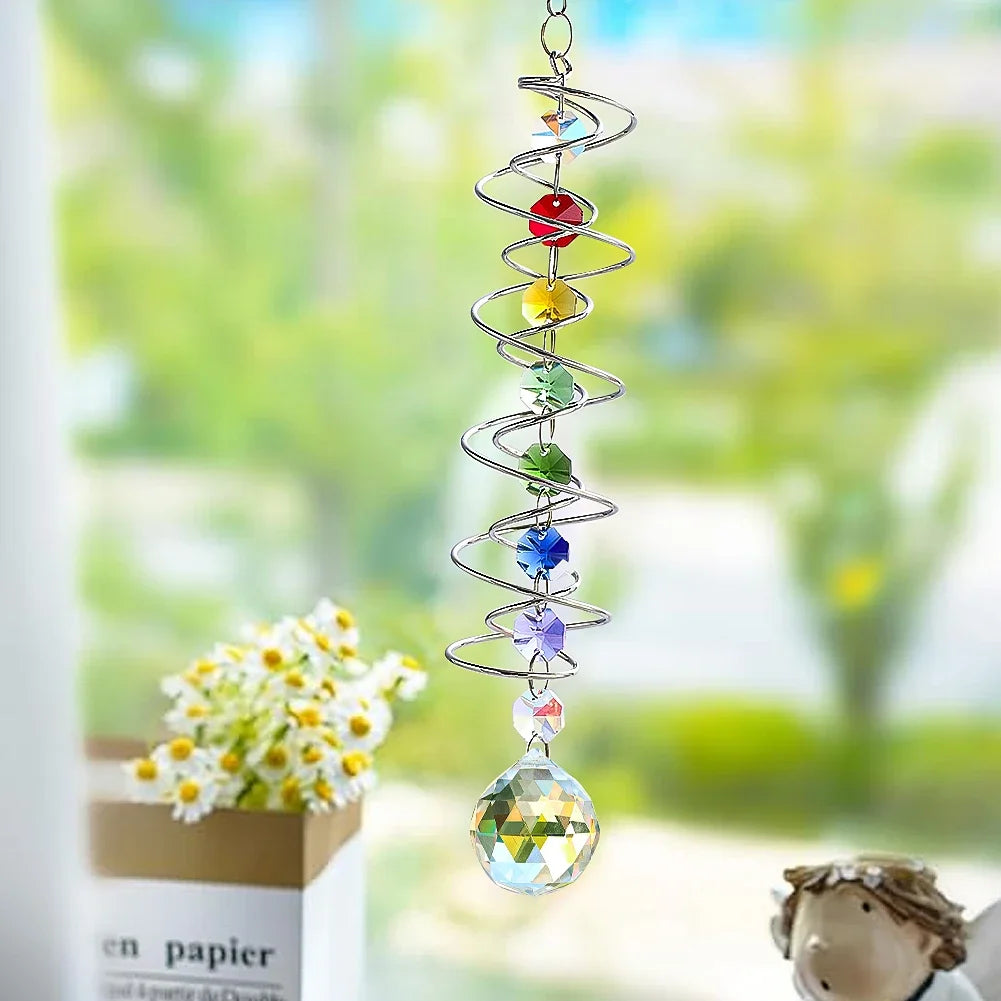 Spiral Tail Gazing Ball Crystal Suncatcher