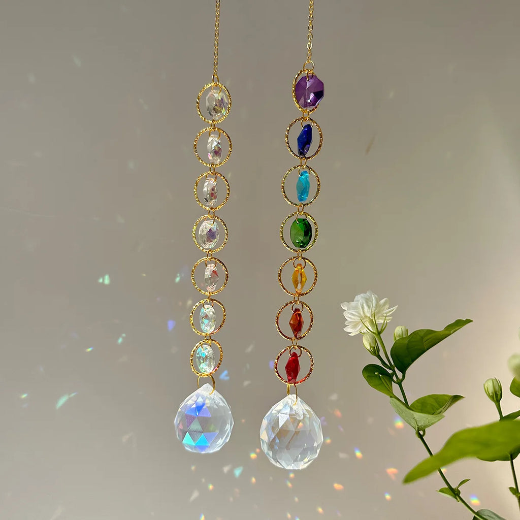 Rainbow Whimsy Crystal Suncatcher Mobile