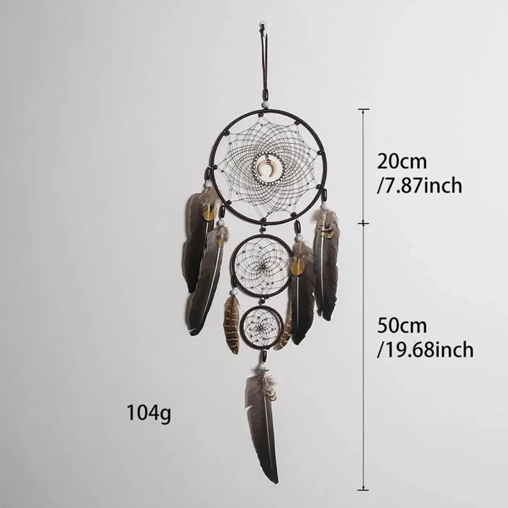 Boho Large Feather Dream Catcher | Woven Wall Hanging & Wind Chime Home Décor