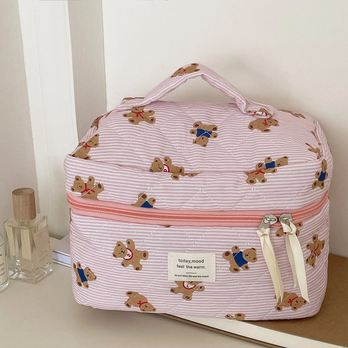 Cozy Bear Quilted Makeup Bag | Three Sizes