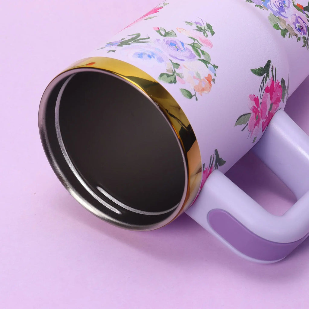 14oz Insulated Car Cup Tumbler | Stainless Steel Travel Mug with Handle & Straw