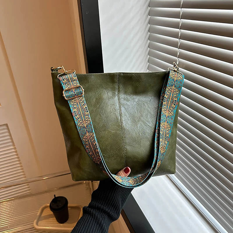 Wander Muse Faux Leather Bag | Wide Geometric Strap