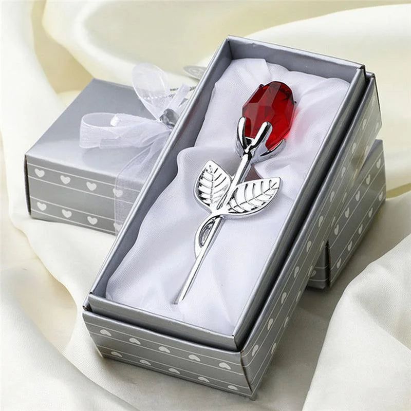 Crystal Glass Rose Flower Figurine