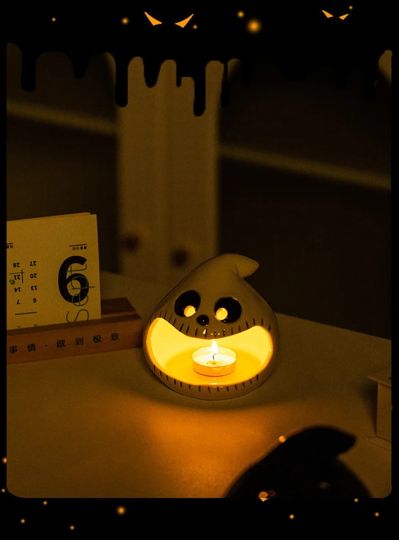 Halloween Ceramic Tealight Holder | Pumpkin, Witch & Monster Candle Holders