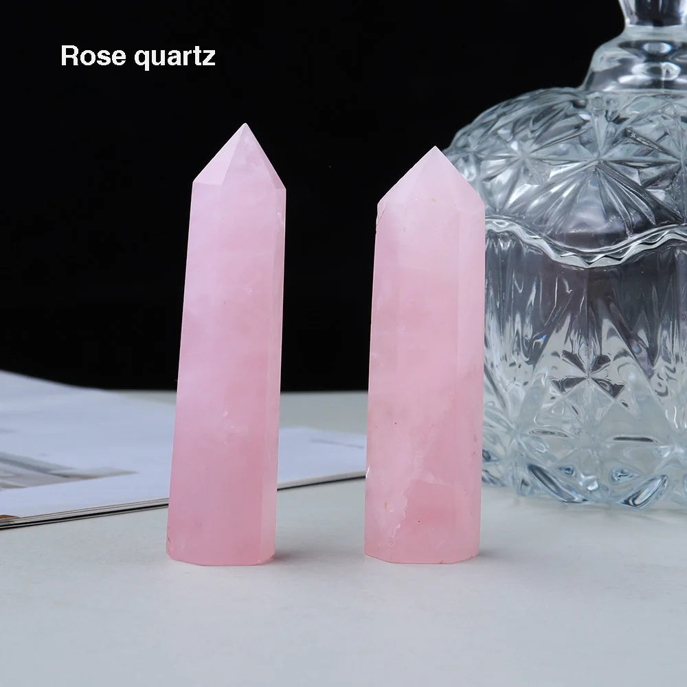 Natural Crystal Tower Wand — Choose Your Stone | Reiki Healing Point for Home Decor & Meditation