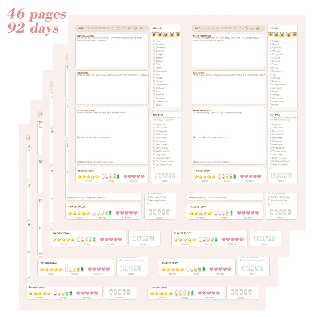 92-Day Mental Health Journal | Mood Tracker & Daily Self-Care Affirmations
