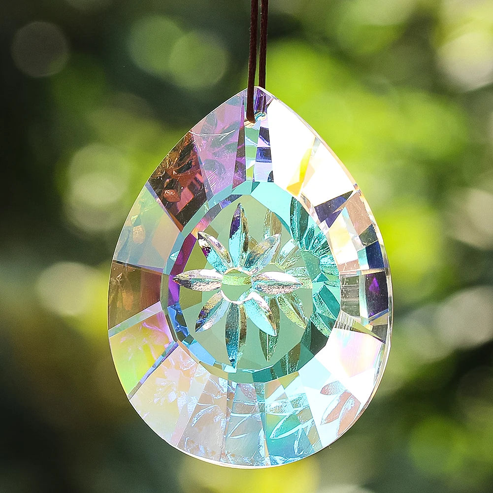 75mm Daisy Flower K9 Crystal Suncatcher Prism Pendant