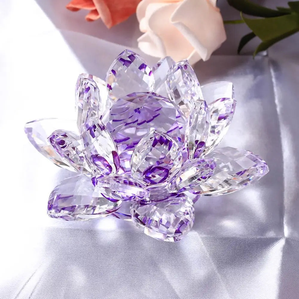 Crystal Lotus Flower Figurine — Healing Energy Home Decor & Gift