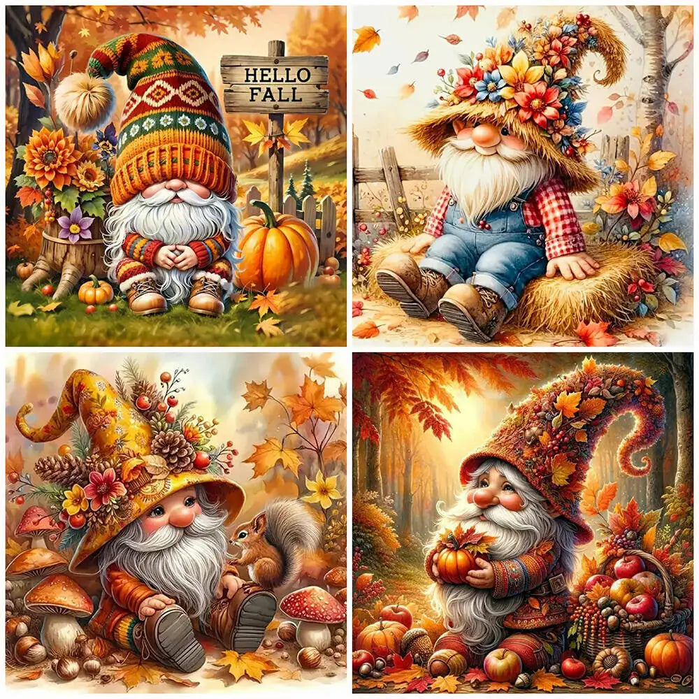Halloween Gnome Diamond Painting Kit – Pumpkin Dwarf 5D DIY