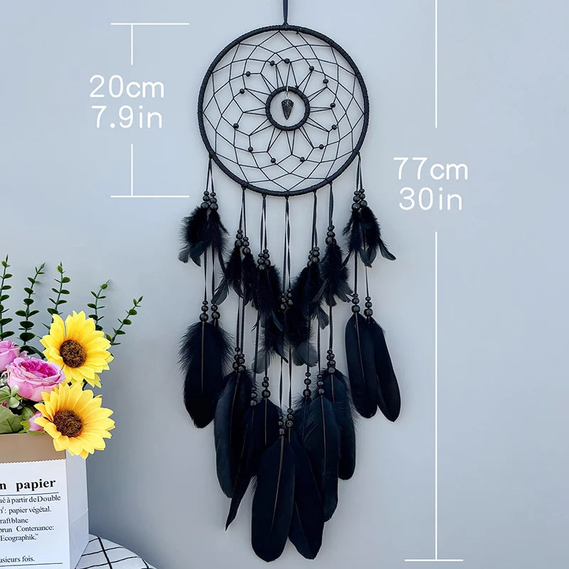 Nordic Dream Catcher Handmade  White Feather Wind Chimes Crystal Wall Pendant Birthday Festival Gifts Bedroom Hanging Ornaments