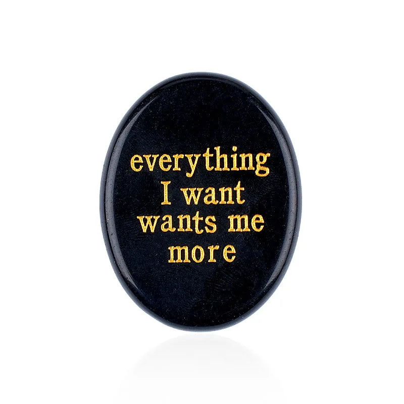 Crystal Worry Stone | Engraved Healing Stone for Meditation & Chakra Balance