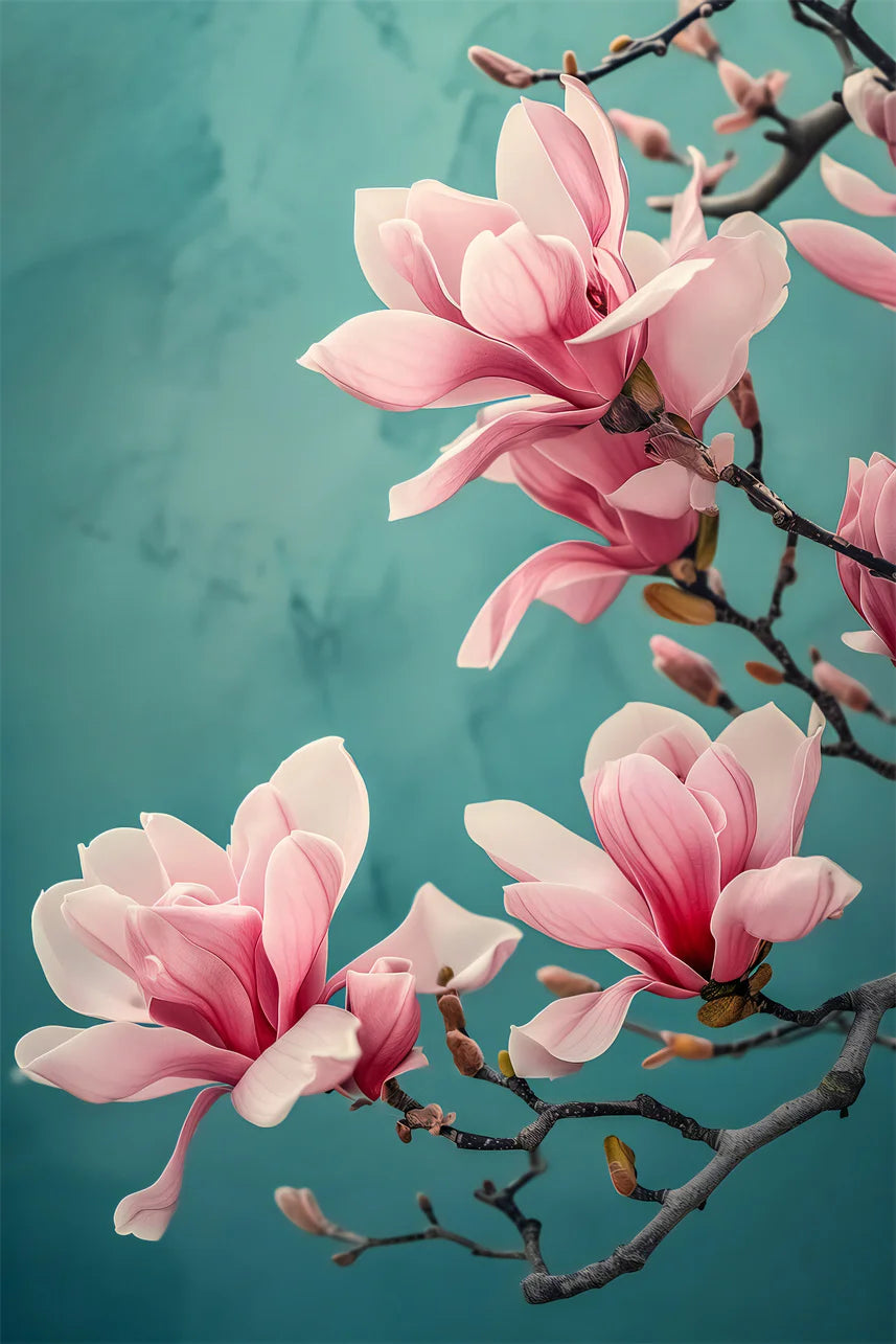 Pink Magnolia Floral Canvas Wall Art | Modern Botanical Home Decor Print