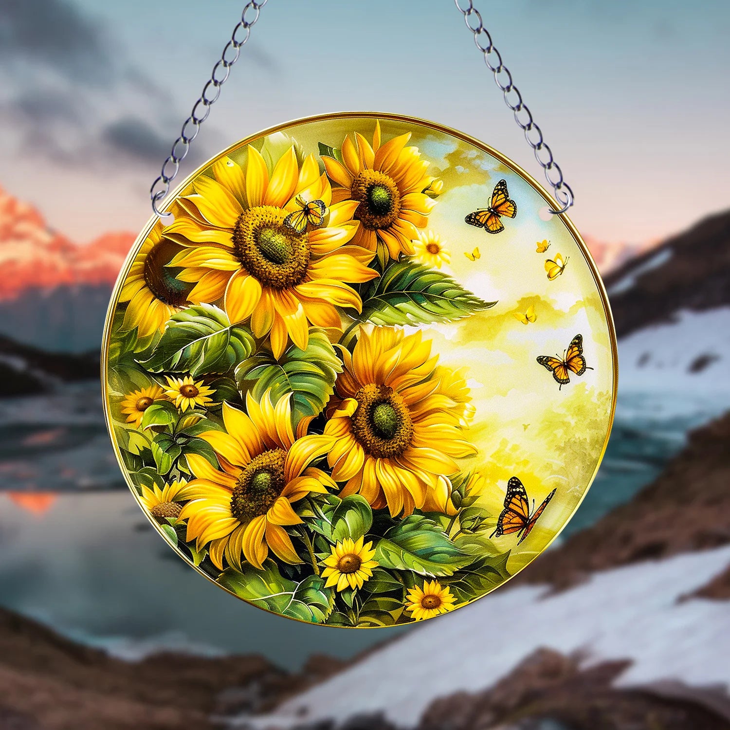 Stained Glass Acrylic Suncatcher | Round Window Hanging