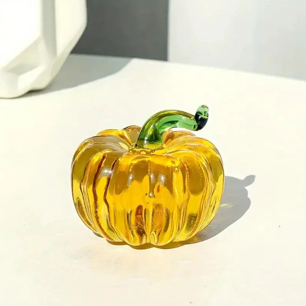 Handmade Crystal Glass Pumpkin Figurine | Halloween & Autumn Home Decor