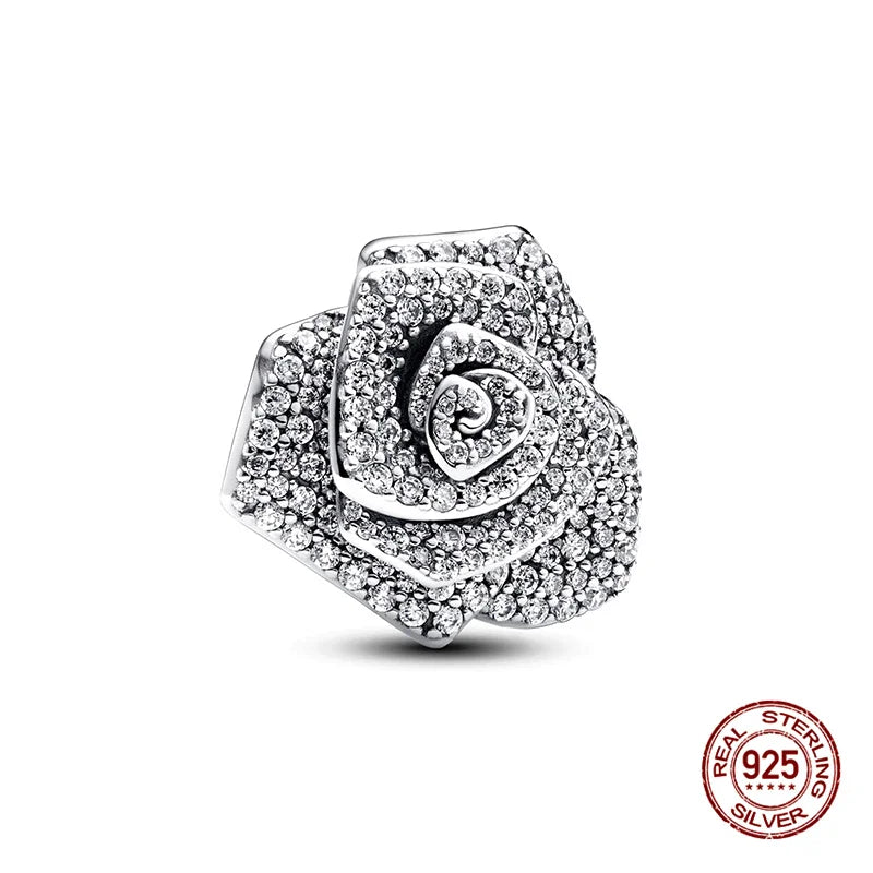 925 Sterling Silver Floral Charm Bead | Roses, Flowers & Lucky Clover for Bracelets & Necklaces