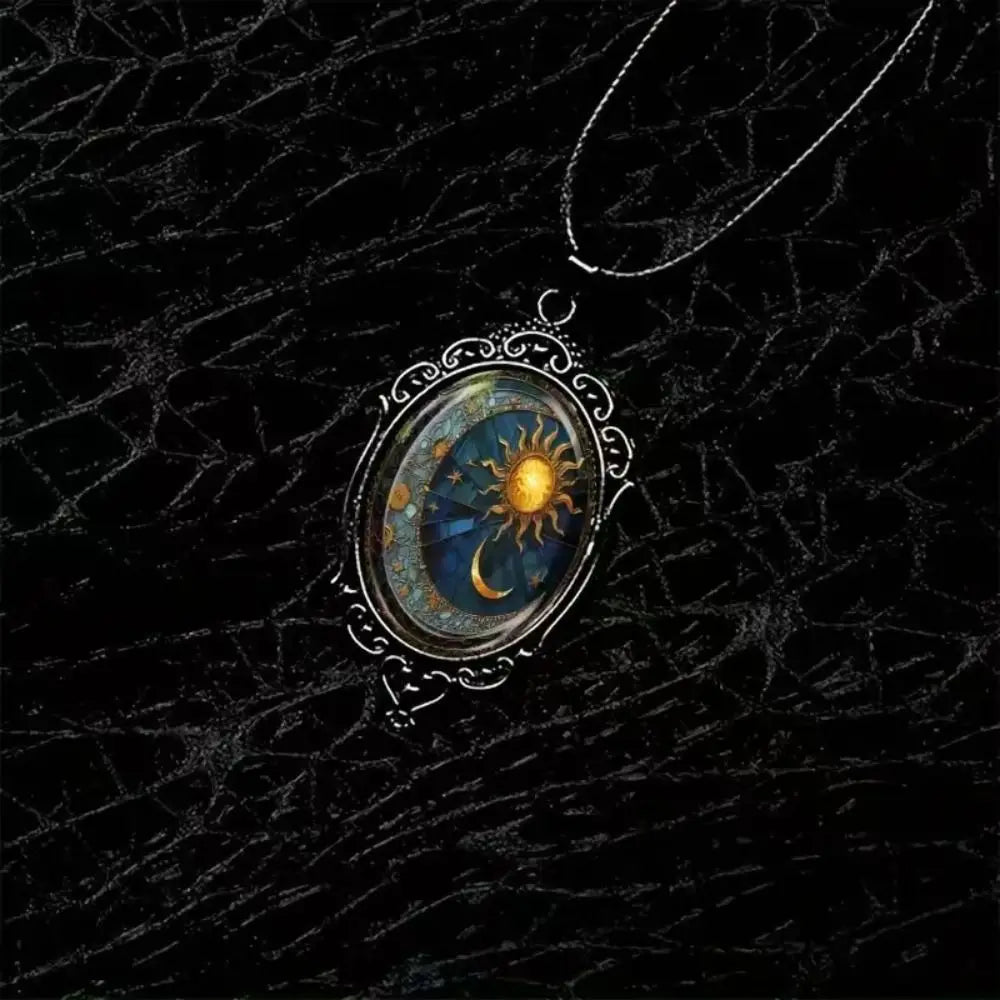 Gothic Sun & Moon Witch Necklace | Vintage Cameo Punk Charm | Witchy Jewelry Gift