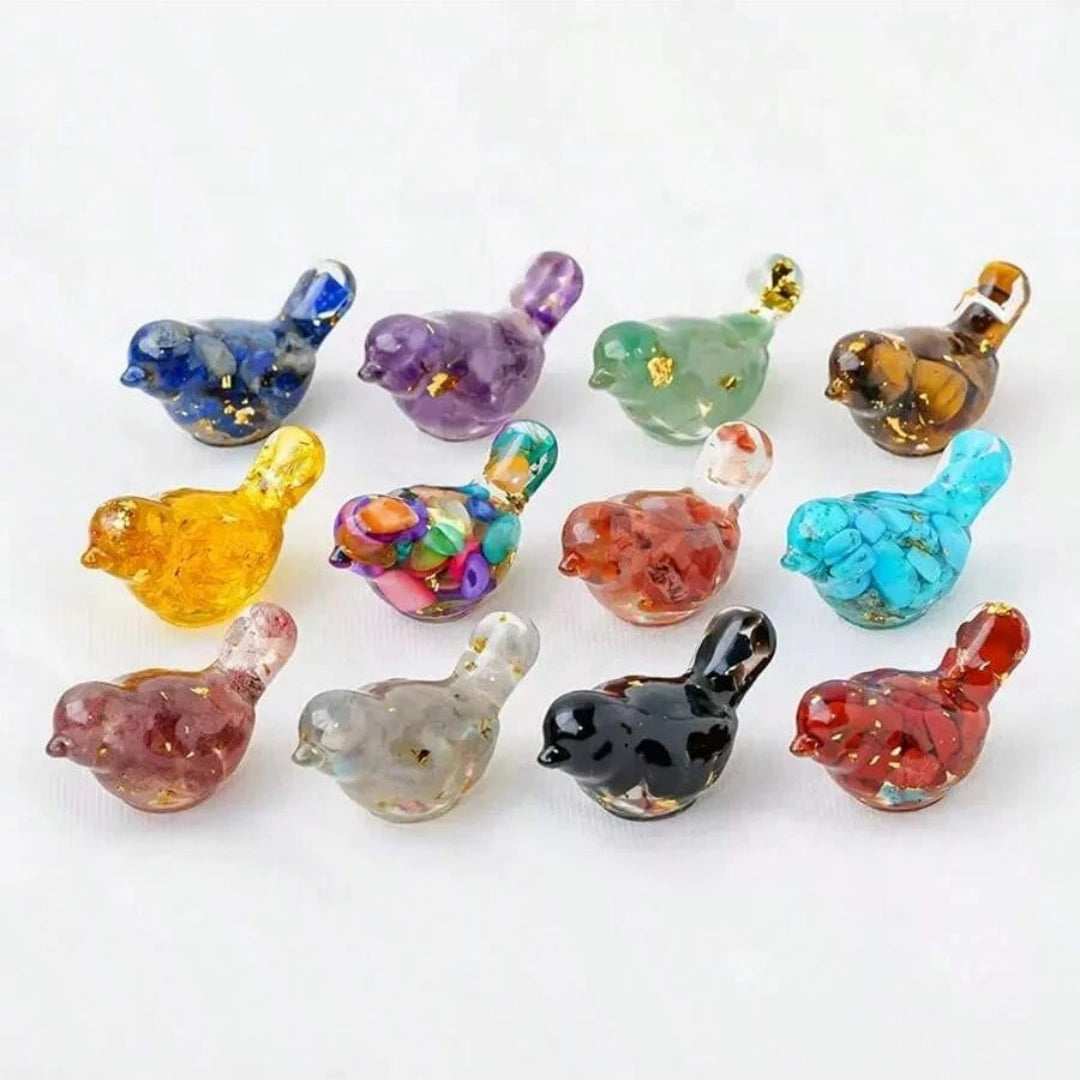 Crystal Bird Figurine — Gemstone-Inspired Resin Ornament for Home Décor & Gifting
