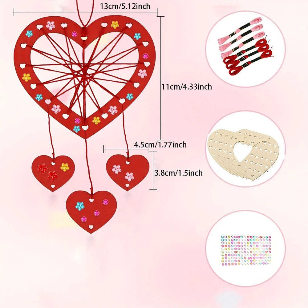 Wooden Heart Dream Catcher DIY Kit — Boho Craft Set with Feathers & Wool