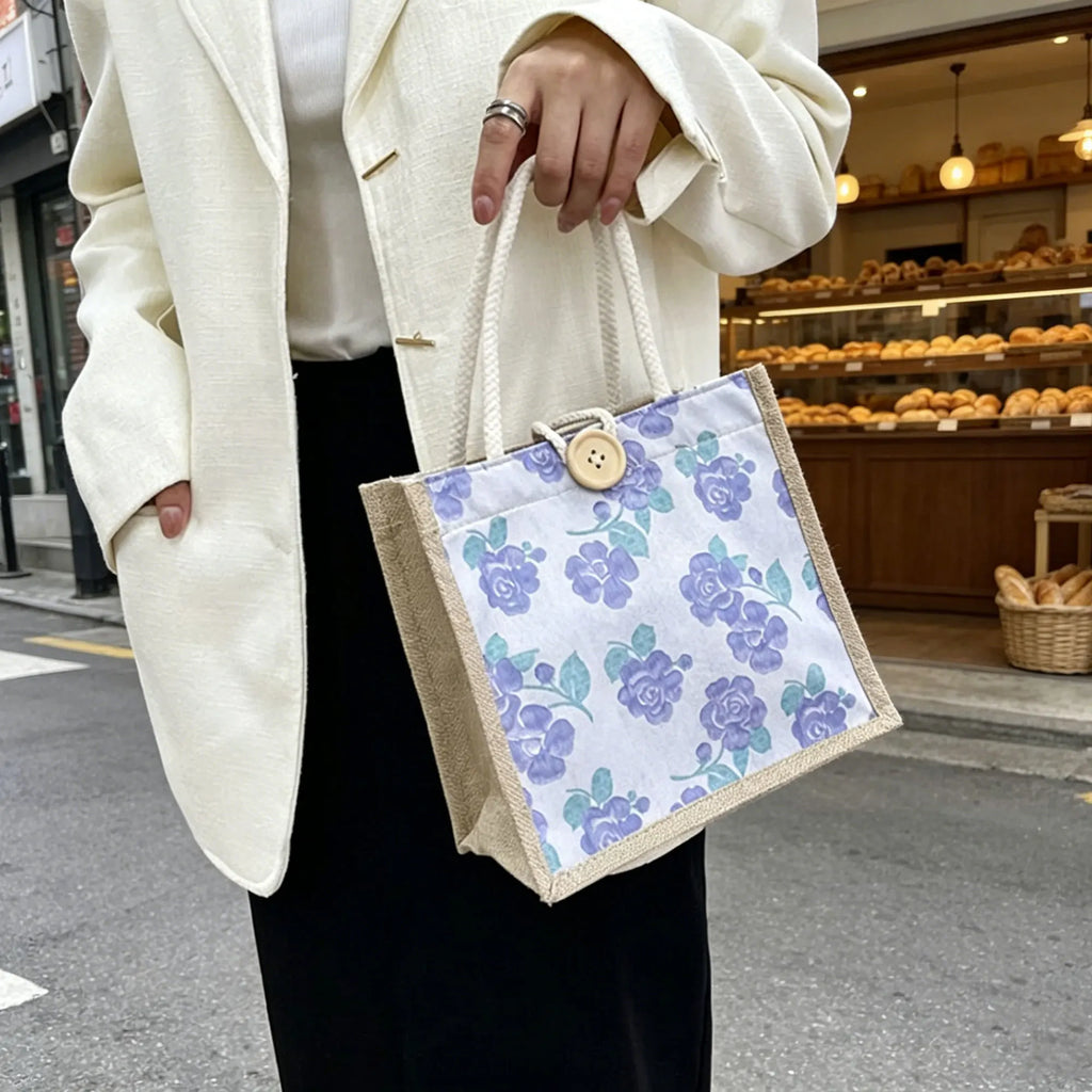 Mini Floral Linen Handbag | Boho Square Bag for Women | 6 Styles