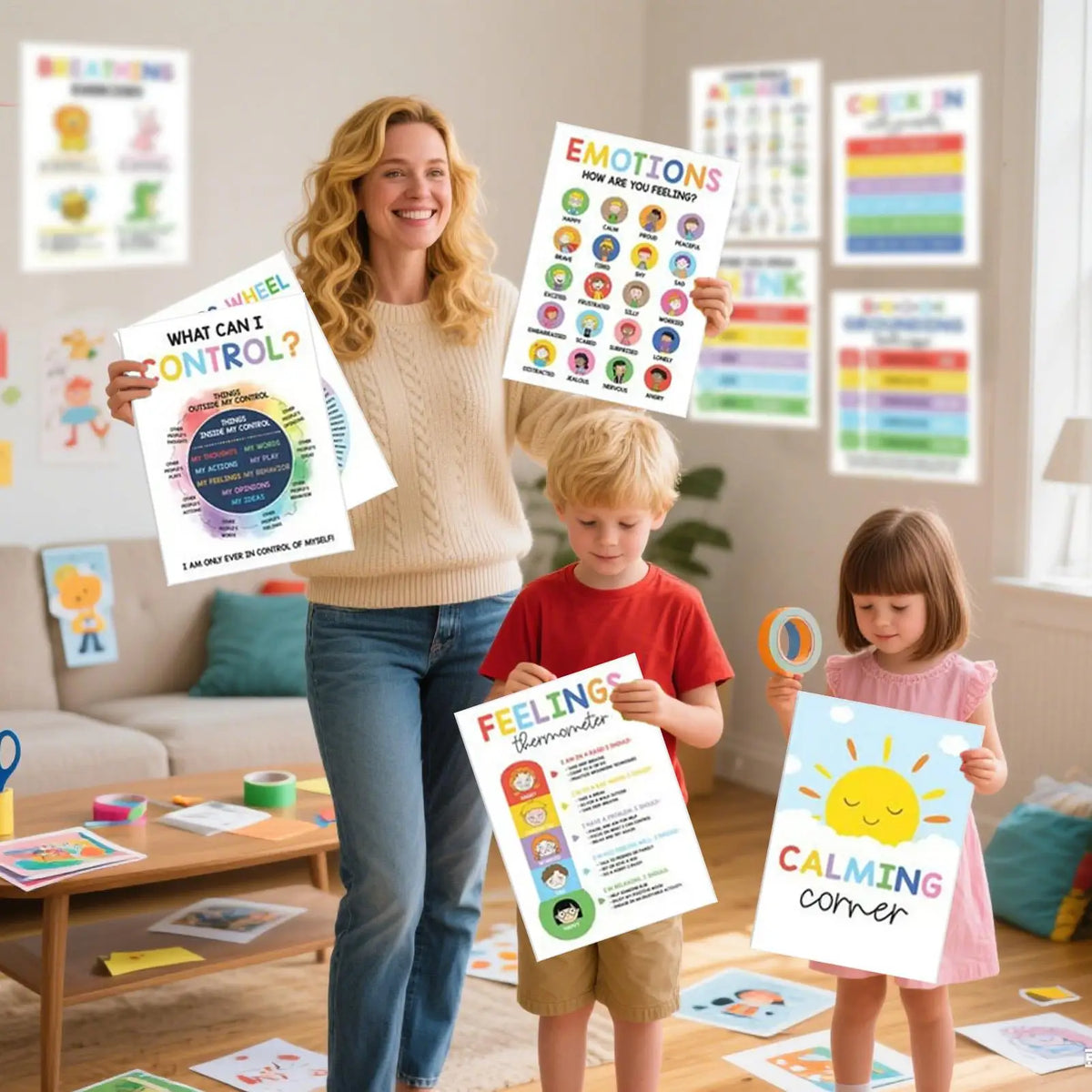 Calming Corner Poster Set | 12 Mental Health & Emotions Charts for Classroom, Therapy & Home