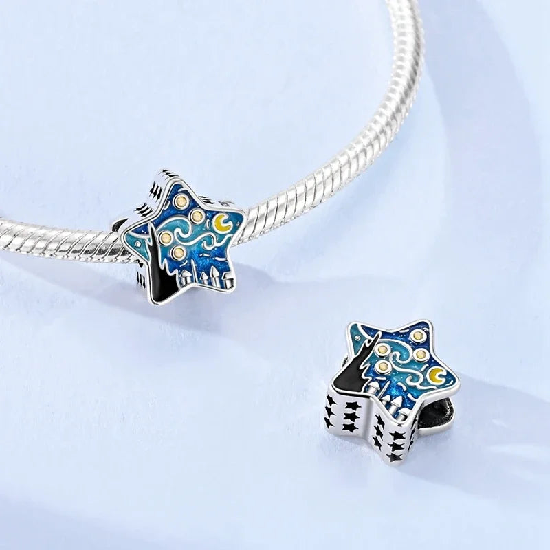 Moon & Sun Celestial Charms – 925 Sterling Silver Zircon Bracelet Pendants