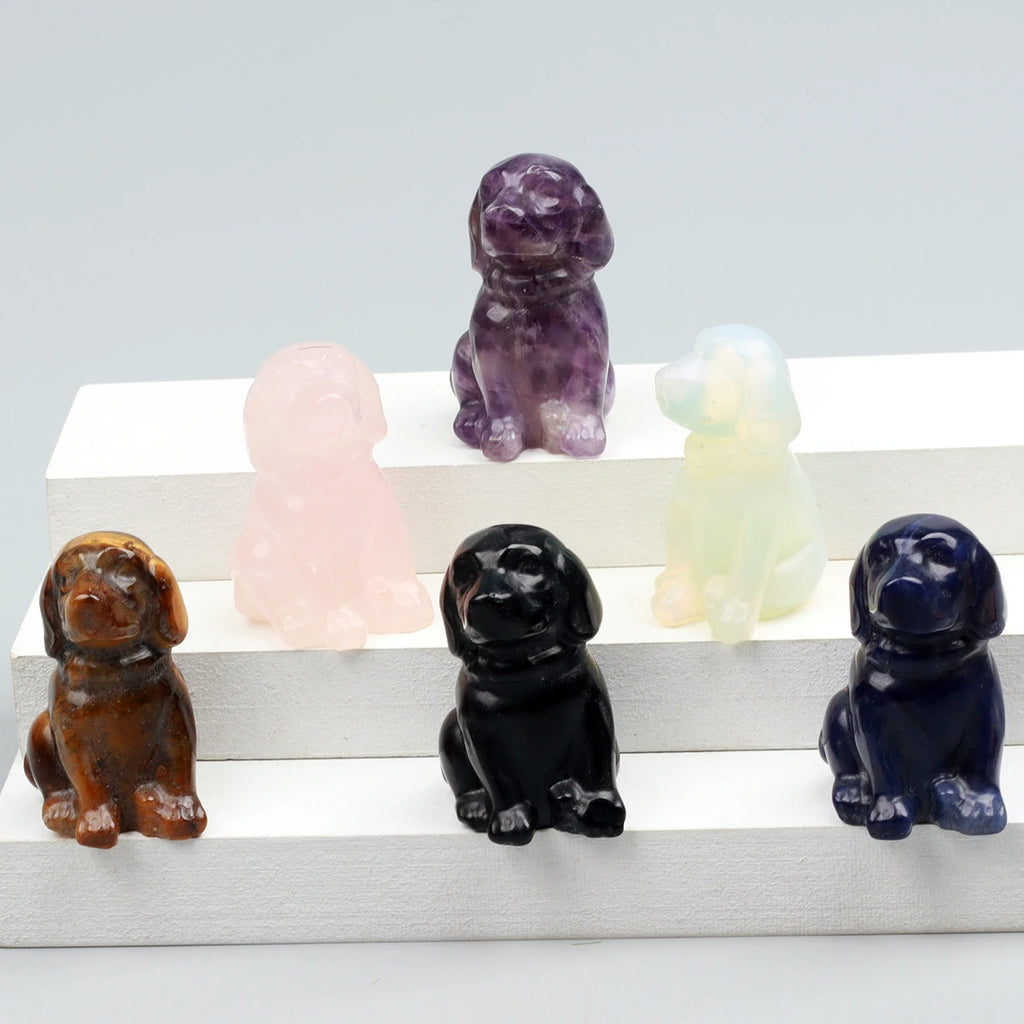 Mini Sitting Puppy Figurine | Stone & Opalite Options