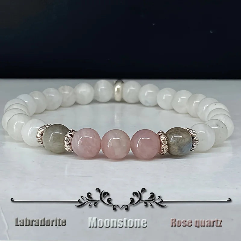 Moonstone, Labradorite & Rose Quartz Bracelet | Calm, Protection & New Beginnings