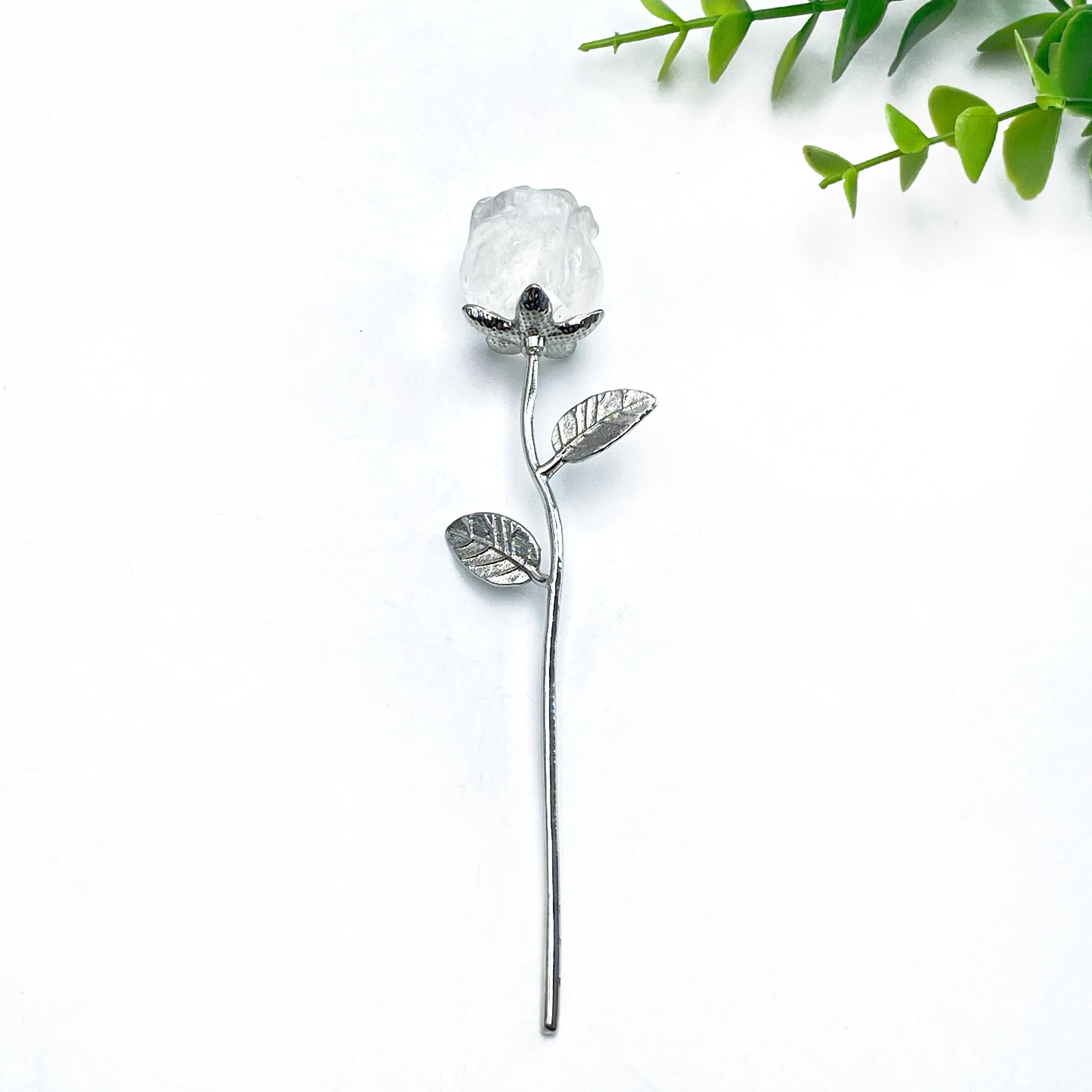 Crystal Carved Rose Flower — Natural Gemstone Rose Gift