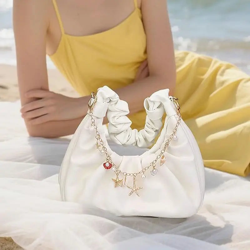 Ocean Shell Bag Charm Keychain | Pearl, Conch & Starfish Pendant