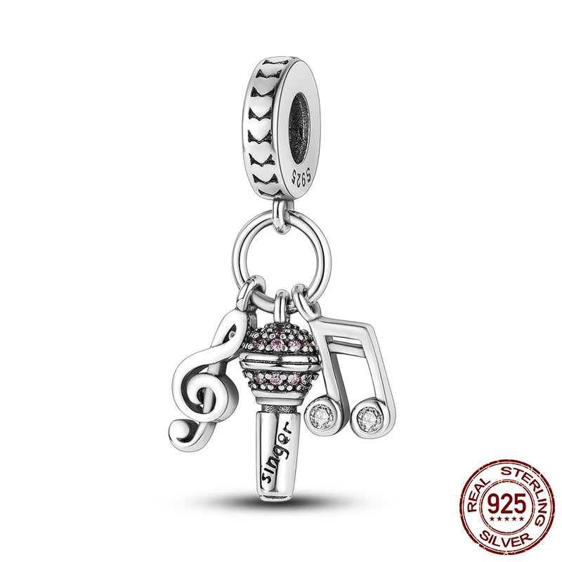 925 Sterling Silver Charm Holder Set – Bag Charm & Key Ring for DIY Jewelry