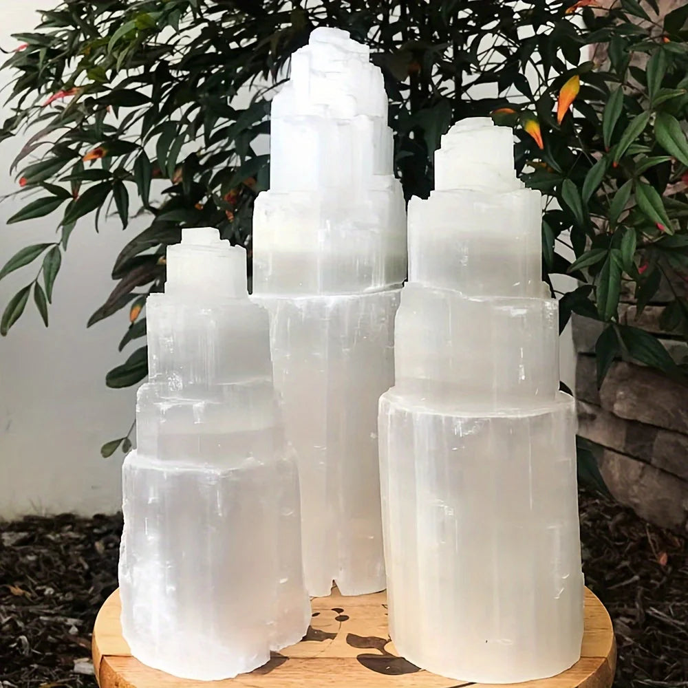 Natural Selenite Crystal Tower — Energy Cleansing Healing Stone for Home & Meditation