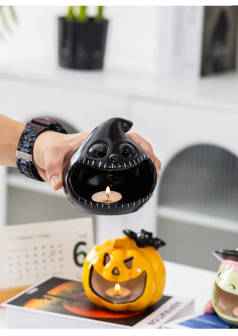 Halloween Ceramic Tealight Holder | Pumpkin, Witch & Monster Candle Holders