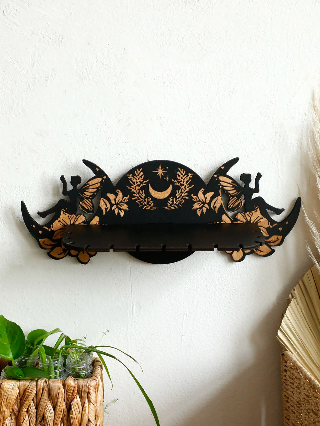 Wooden Moon Phase Crystal Stand & Wall Decor
