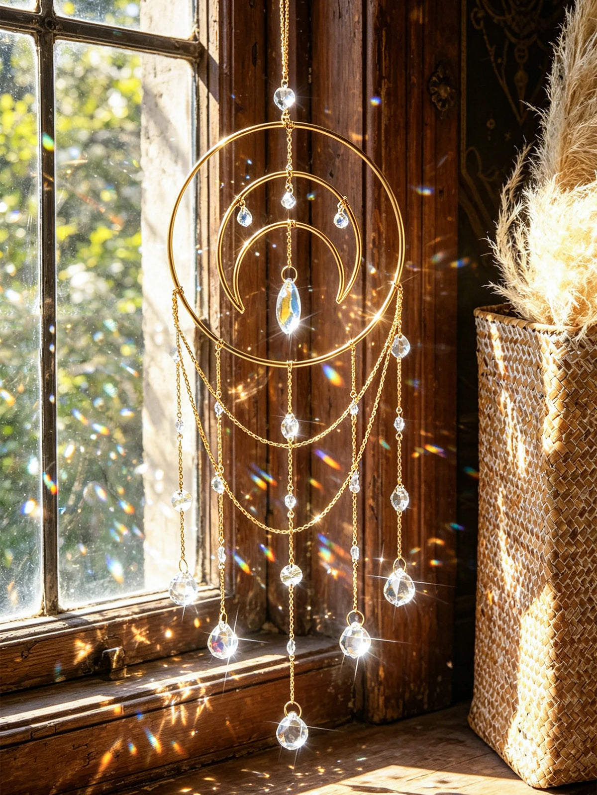Moon Crystal Prism Suncatcher | Window Hanging