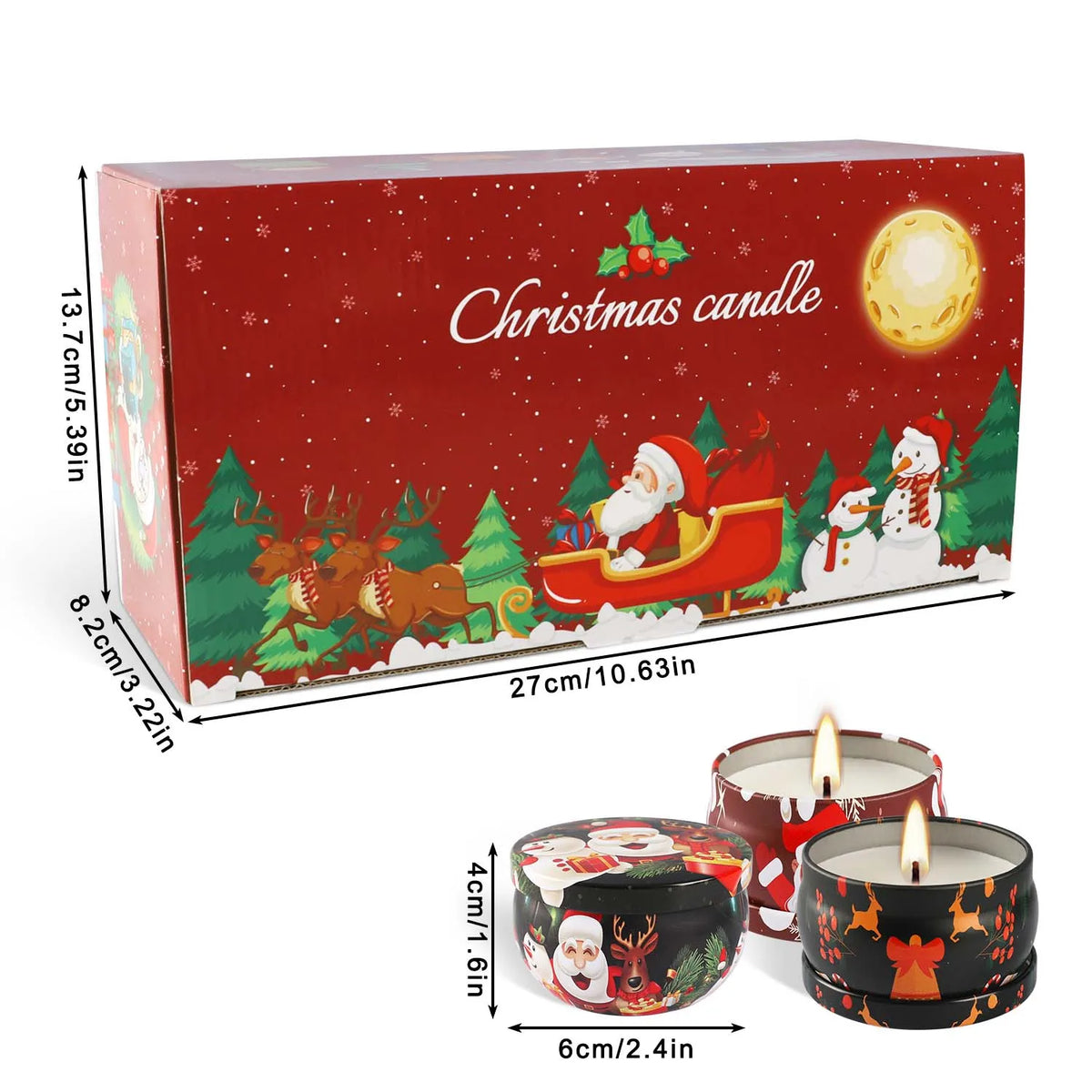 Christmas Tin Candle Gift Set | 16 Pieces
