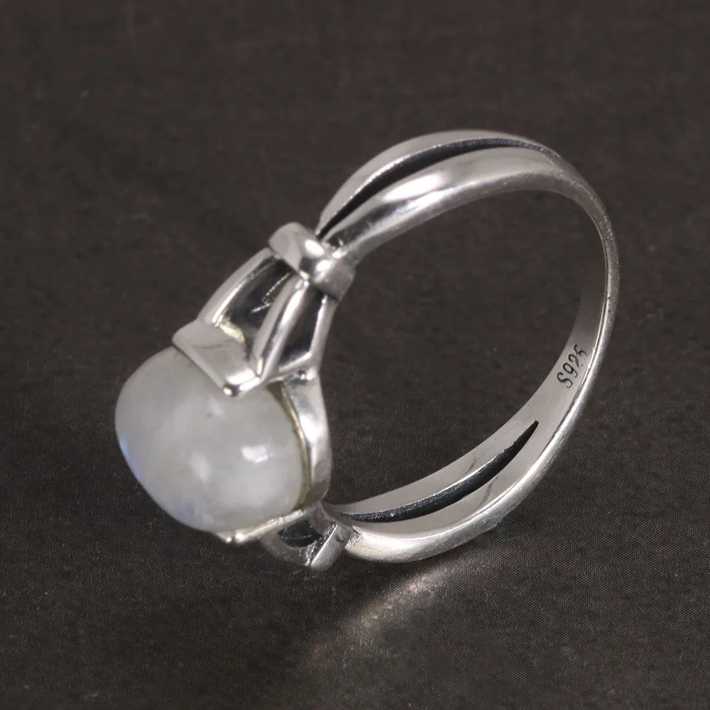 Natural Moonstone Ring | 925 Sterling Silver Bezel Setting