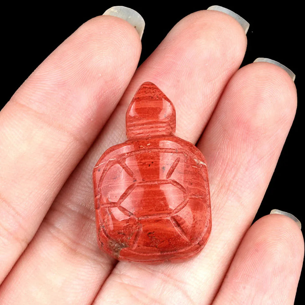 Natural Crystal Turtle Carving – Mini Gemstone Animal Figurine