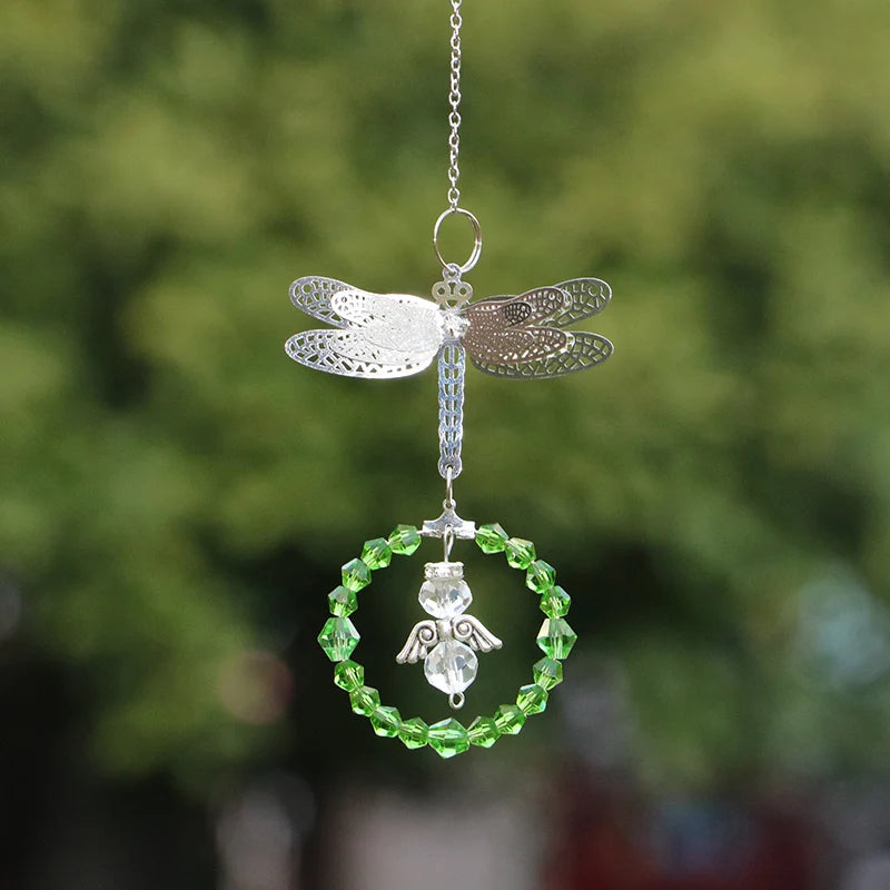 Dragonfly Crystal Suncatcher Pendant - Multicolored