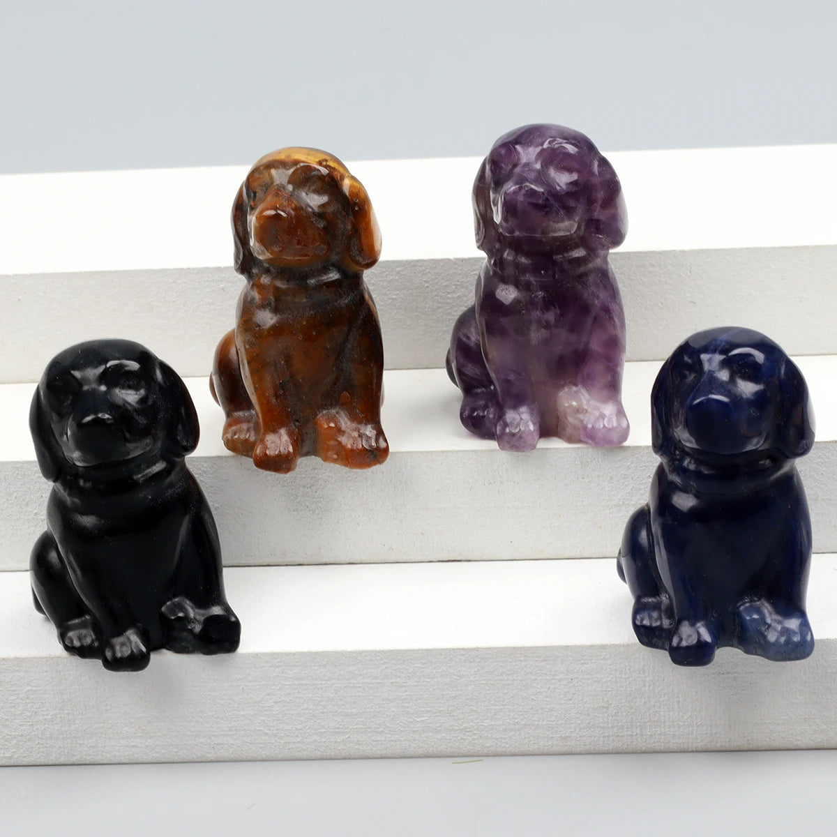 Mini Sitting Puppy Figurine | Stone & Opalite Options