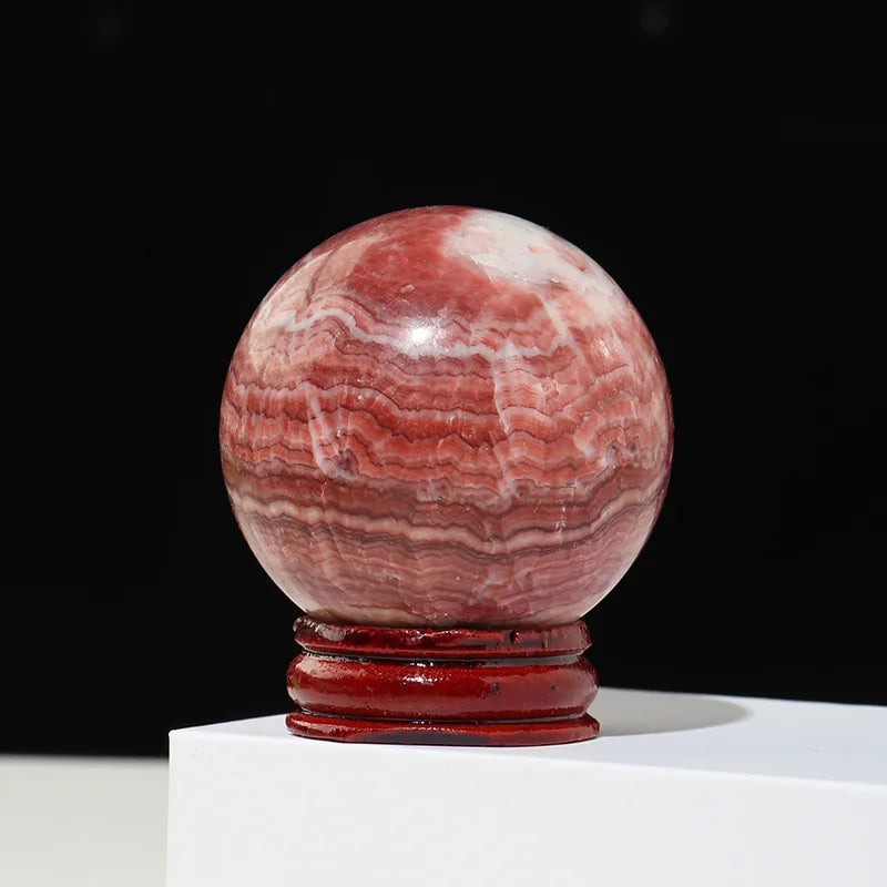 Natural Rhodochrosite Crystal Sphere | Rose Pink Healing Stone Ball