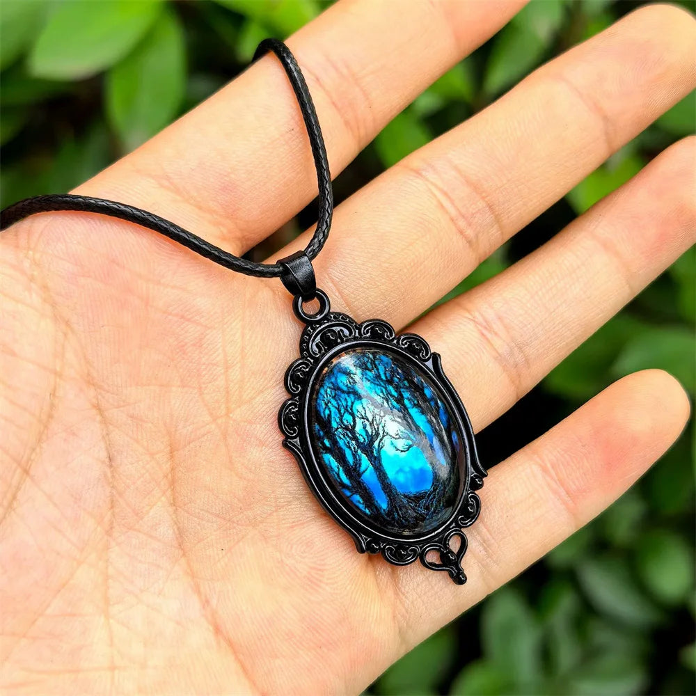 Gothic Vampire Bat & Witch Hat Pendant Necklace