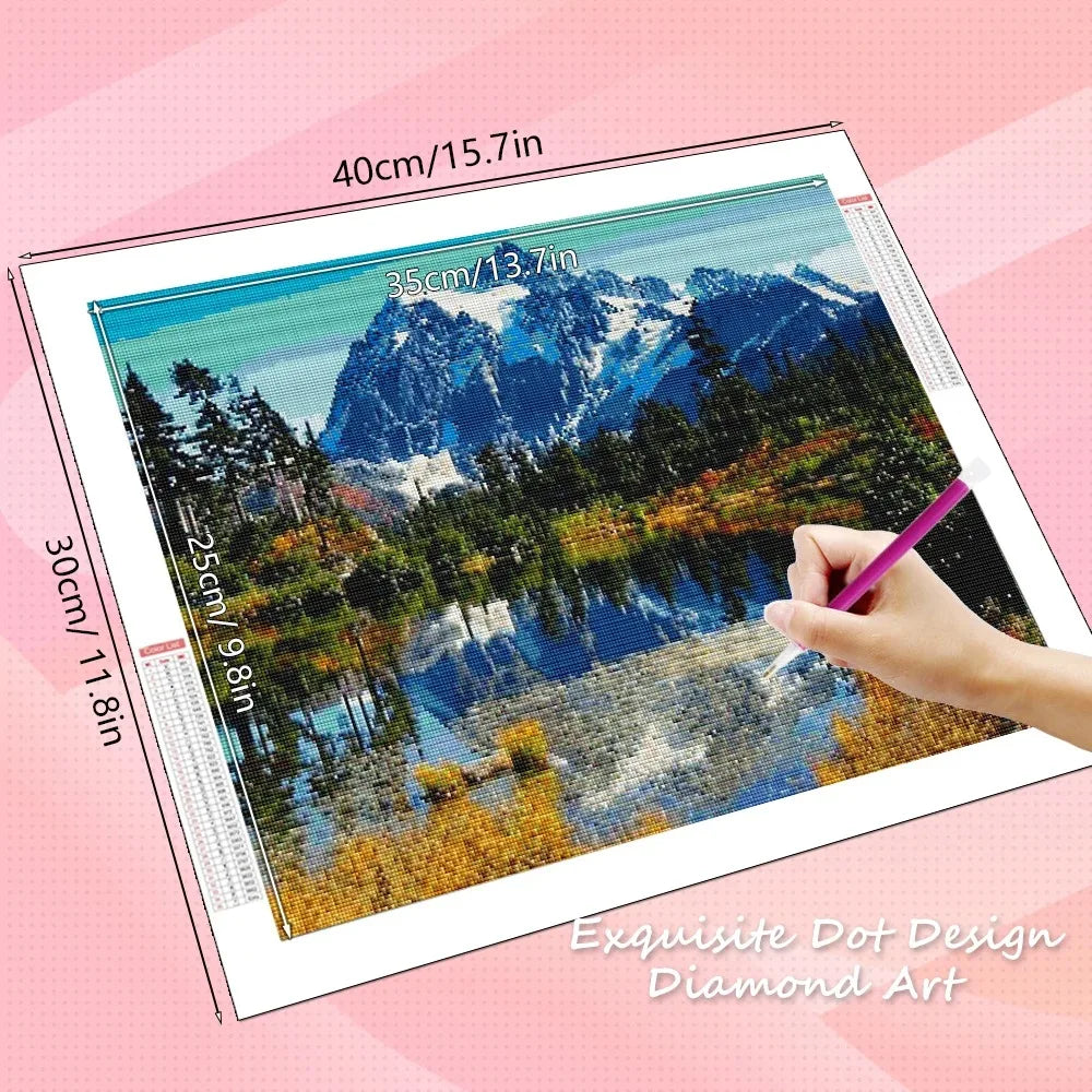 Mountain Lake Diamond Painting Kit | Full Square or Round Drill
