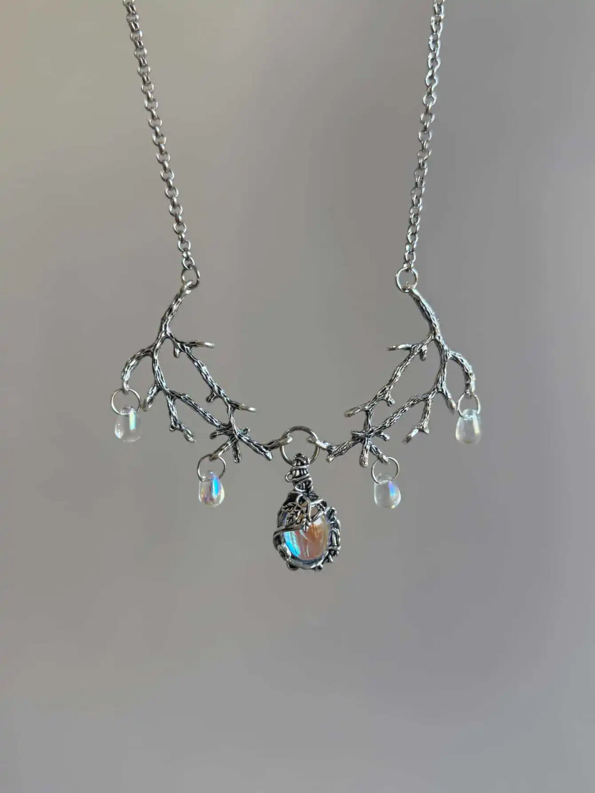 Moonstone Branch Choker Necklace — Gothic Witch Jewelry