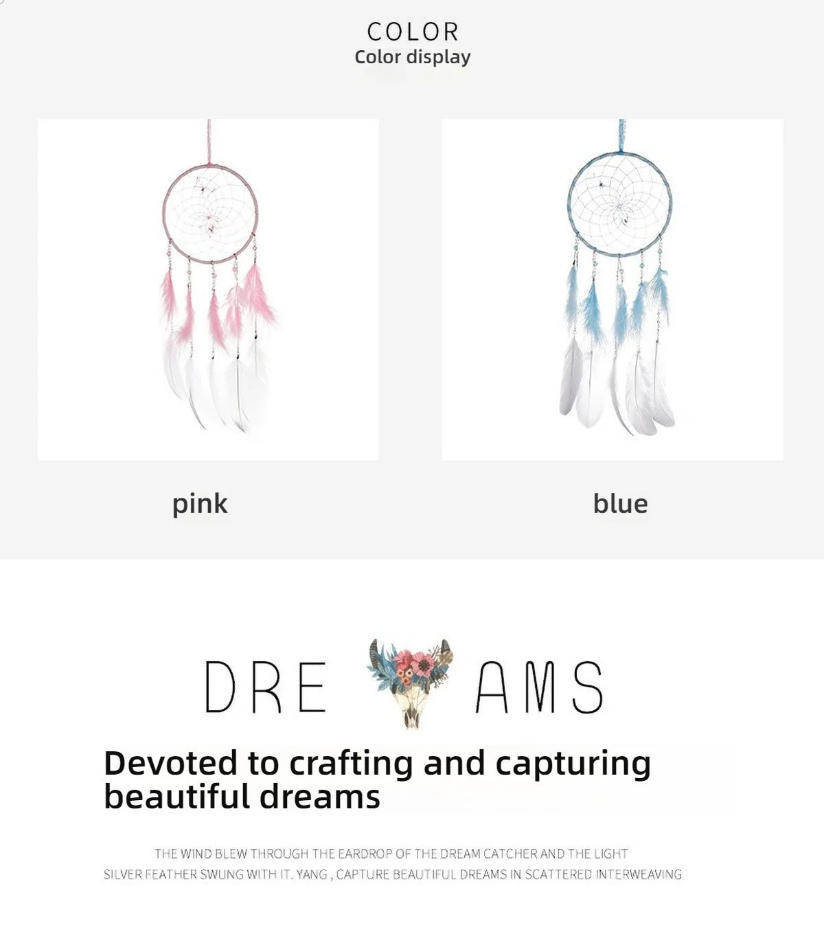 Butterfly & Feather Dreamcatcher | Pink or Blue, Optional Lights