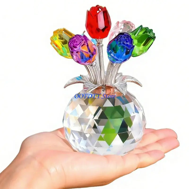 Handmade Crystal Rose Figurine — Elegant Flower Gift for Her