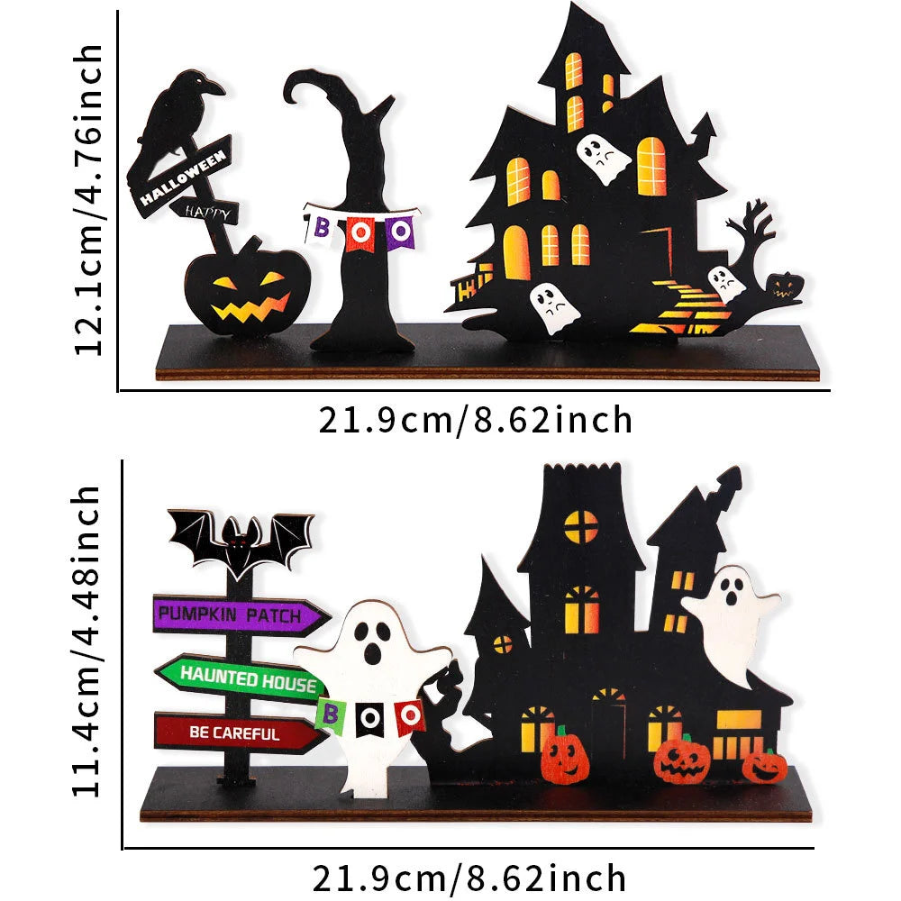 Halloween Haunted House 2D Wooden Centerpiece | Spooky Table Decor | Family Gathering Display