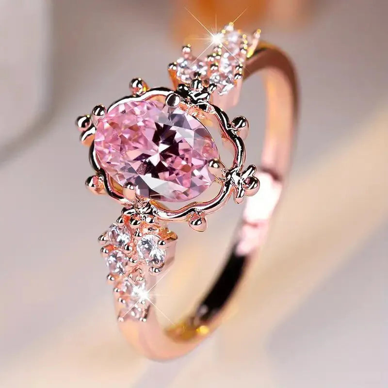 Blush Pink Oval Flower Ring