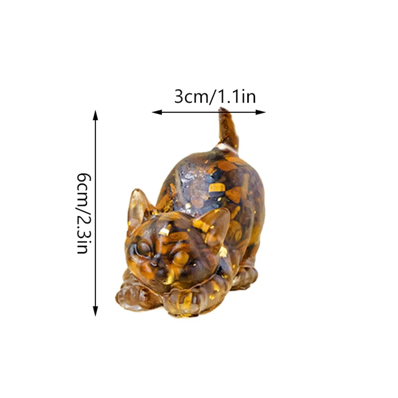 Natural Crystal Cat Figurine — Stone Sculpture Desktop Décor
